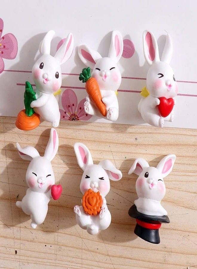 PICKARTME Rabbits Miniature Set for Home Decor, Deepawali Gift, Living Room, Figurines, Cake Decoration Items - Resin (Multicolor) (6 Piece in 1 Set) (4.5 x 3cm) - Image 1